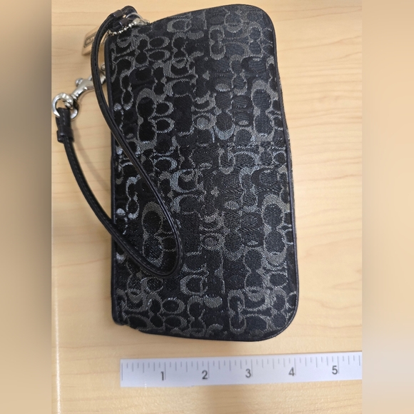 COACH Lurex Black Gray Silver Wristlet - Picture 3 of 13
